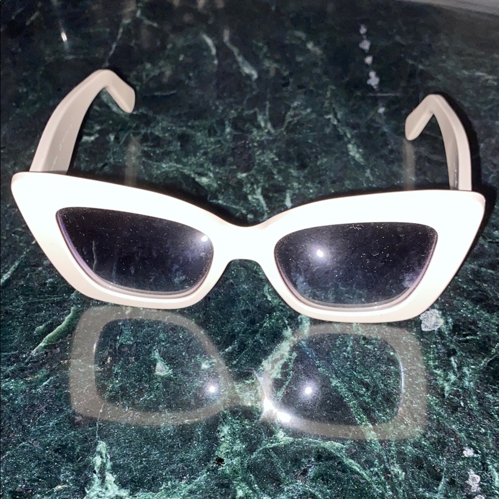 Salvatore Ferragamo White Cat Eye Sunglasses with Dark Lenses
